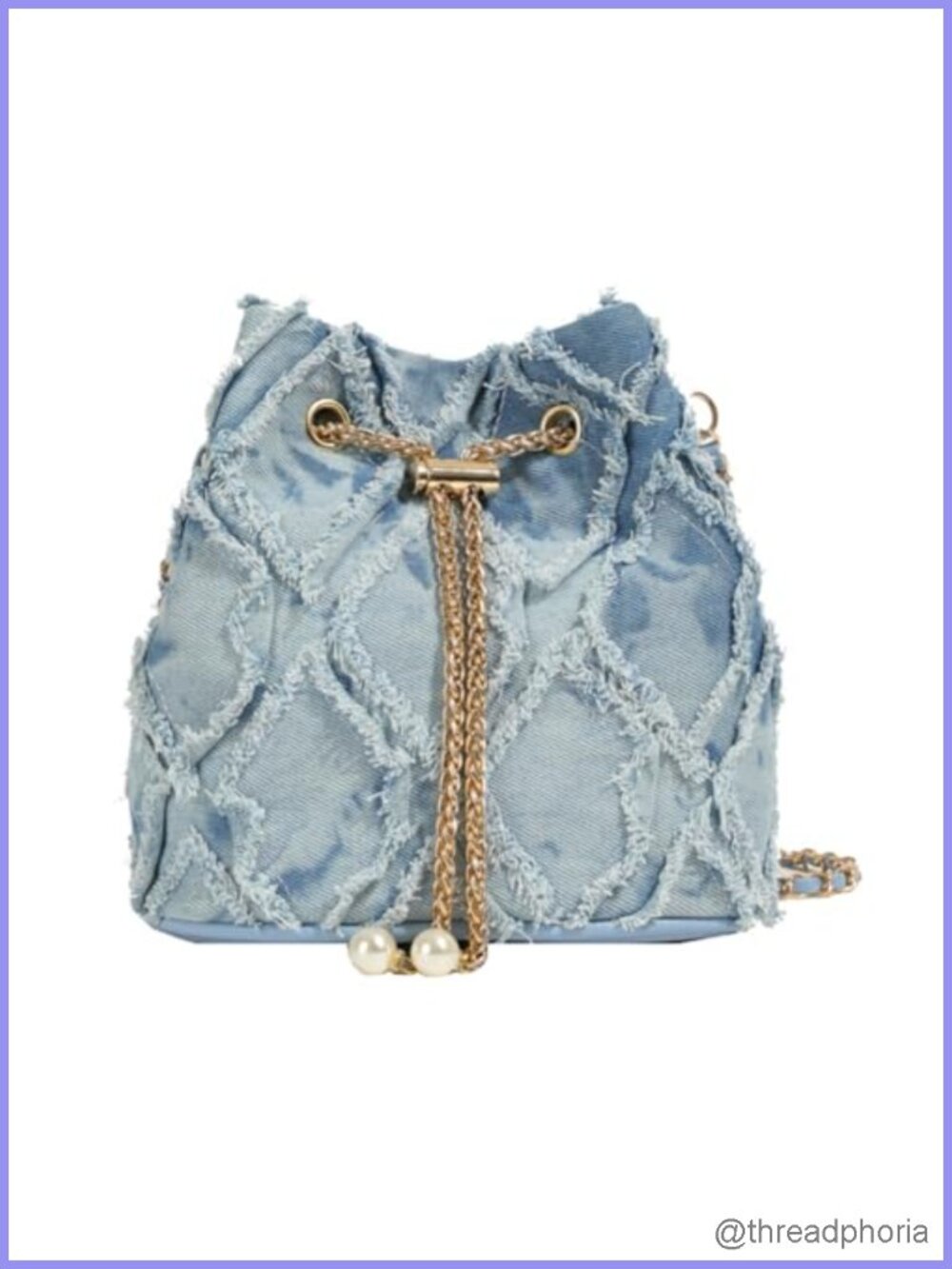 Small Denim Bucket Bag Drawstring Crossbody Handbag